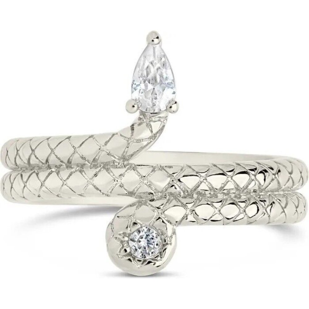 14k plated ring silver Size 7 Brass/cubic Zirconia Snake - Picture 4 of 5